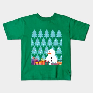 Snowman and chistmas celebration Kids T-Shirt